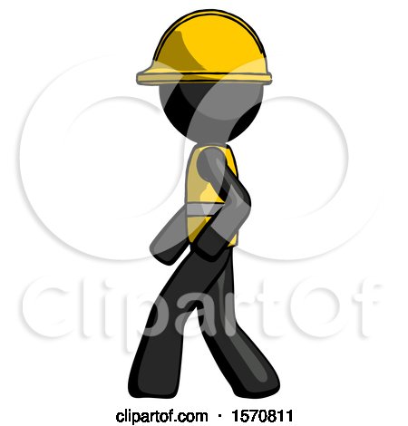 Black Construction Worker Contractor Man Walking Left Side View by Leo Blanchette