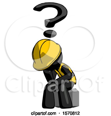 Black Construction Worker Contractor Man Thinker Question Mark Concept by Leo Blanchette