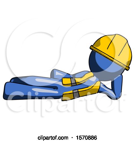 Blue Construction Worker Contractor Man Reclined on Side by Leo Blanchette