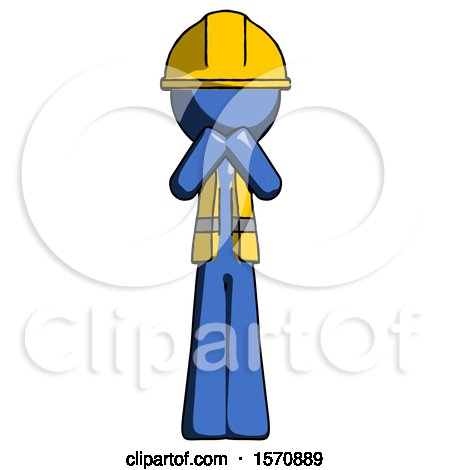Blue Construction Worker Contractor Man Laugh, Giggle, or Gasp Pose by Leo Blanchette