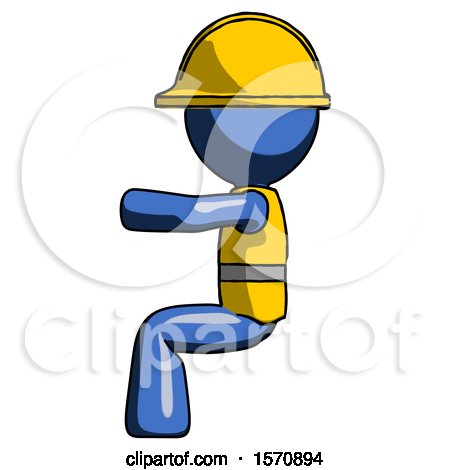 Blue Construction Worker Contractor Man Sitting or Driving Position by Leo Blanchette