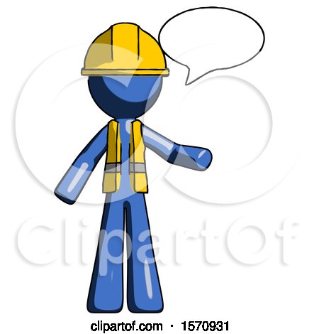 Blue Construction Worker Contractor Man with Word Bubble Talking Chat Icon by Leo Blanchette