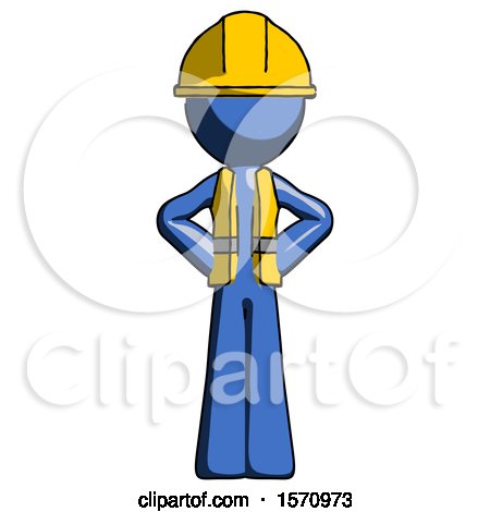 Blue Construction Worker Contractor Man Hands on Hips by Leo Blanchette