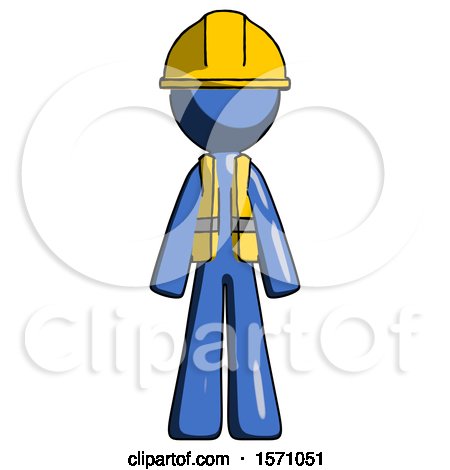 Blue Construction Worker Contractor Man Standing Facing Forward by Leo Blanchette