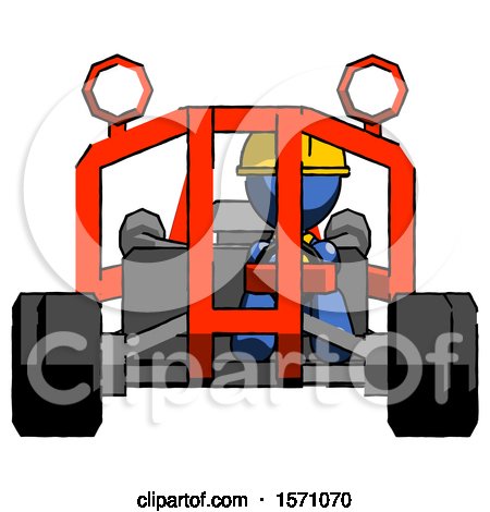Blue Construction Worker Contractor Man Riding Sports Buggy Front View by Leo Blanchette
