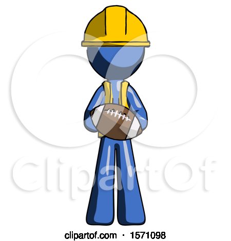 Blue Construction Worker Contractor Man Giving Football to You by Leo Blanchette