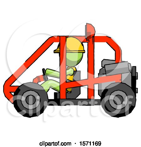 Green Construction Worker Contractor Man Riding Sports Buggy Side View by Leo Blanchette