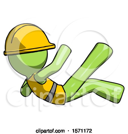Green Construction Worker Contractor Man Falling Backwards by Leo Blanchette