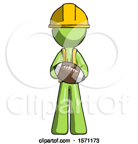Green Construction Worker Contractor Man Giving Football to You by Leo Blanchette