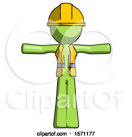 Green Construction Worker Contractor Man T-Pose Arms up Standing by Leo Blanchette