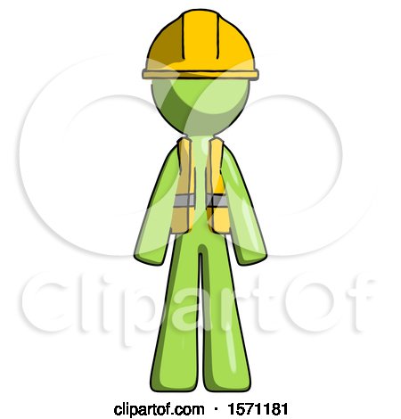 Green Construction Worker Contractor Man Standing Facing Forward by Leo Blanchette