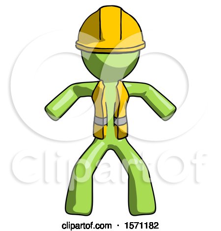 Green Construction Worker Contractor Male Sumo Wrestling Power Pose by Leo Blanchette