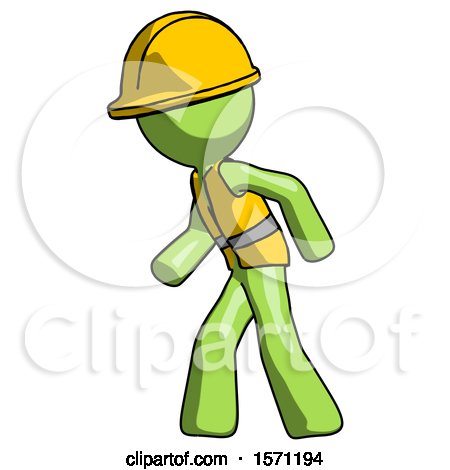 Green Construction Worker Contractor Man Suspense Action Pose Facing Left by Leo Blanchette
