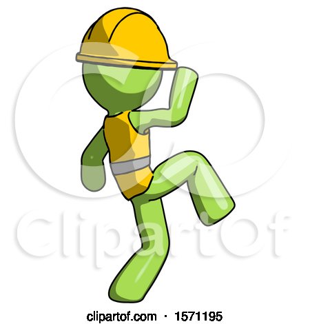 Green Construction Worker Contractor Man Kick Pose Start by Leo Blanchette