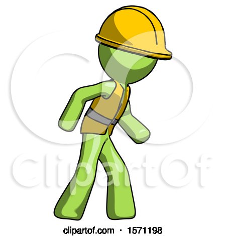 Green Construction Worker Contractor Man Suspense Action Pose Facing Right by Leo Blanchette