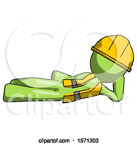 Green Construction Worker Contractor Man Reclined on Side by Leo Blanchette