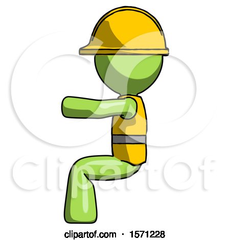 Green Construction Worker Contractor Man Sitting or Driving Position by Leo Blanchette