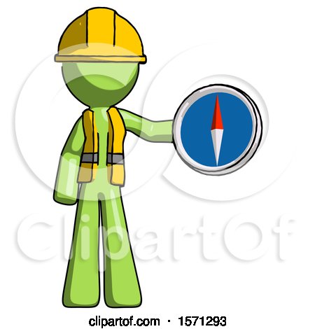 Green Construction Worker Contractor Man Holding a Large Compass by Leo Blanchette