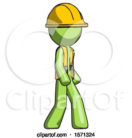 Green Construction Worker Contractor Man Walking Turned Right Front View by Leo Blanchette