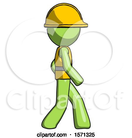 Green Construction Worker Contractor Man Walking Right Side View by Leo Blanchette
