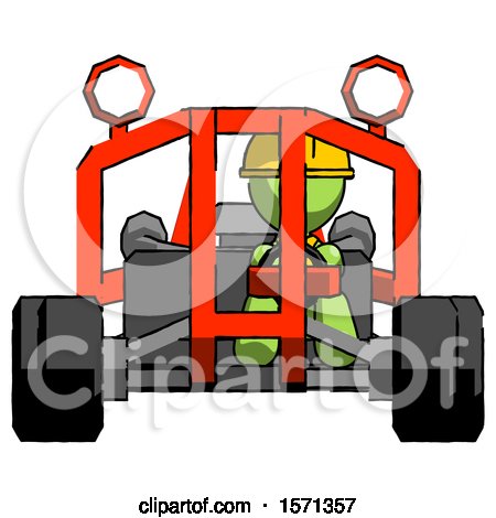 Green Construction Worker Contractor Man Riding Sports Buggy Front View by Leo Blanchette
