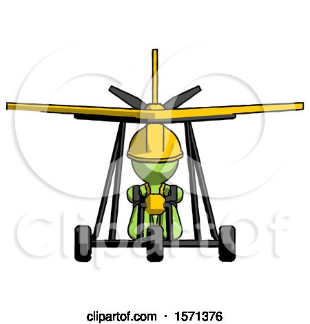 Green Construction Worker Contractor Man in Ultralight Aircraft Front View by Leo Blanchette