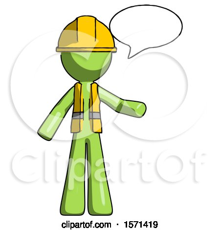 Green Construction Worker Contractor Man with Word Bubble Talking Chat Icon by Leo Blanchette