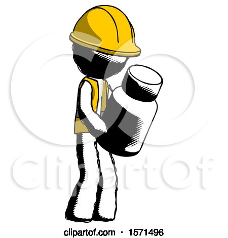 Ink Construction Worker Contractor Man Holding Glass Medicine Bottle by Leo Blanchette
