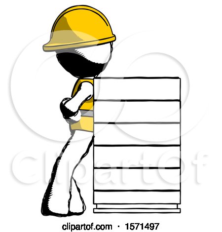 Ink Construction Worker Contractor Man Resting Against Server Rack by Leo Blanchette