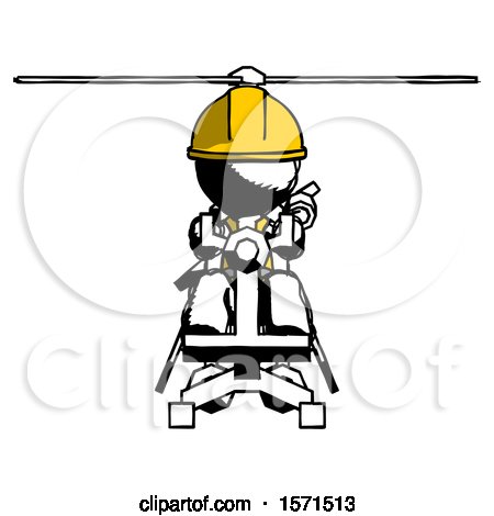 Ink Construction Worker Contractor Man Flying in Gyrocopter Front View by Leo Blanchette