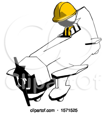 Ink Construction Worker Contractor Man in Geebee Stunt Plane Descending View by Leo Blanchette