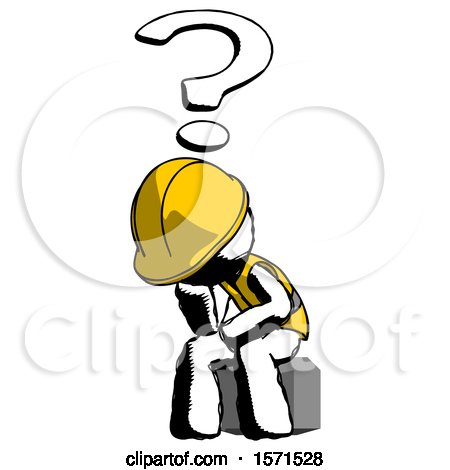 Ink Construction Worker Contractor Man Thinker Question Mark Concept by Leo Blanchette