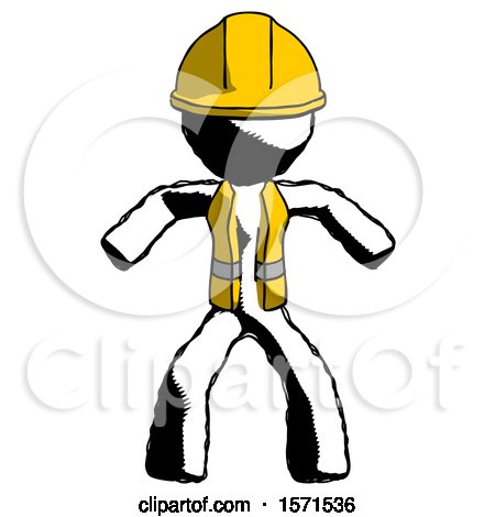 Ink Construction Worker Contractor Male Sumo Wrestling Power Pose by Leo Blanchette