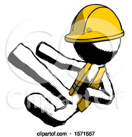 Ink Construction Worker Contractor Man Flying Ninja Kick Left by Leo Blanchette