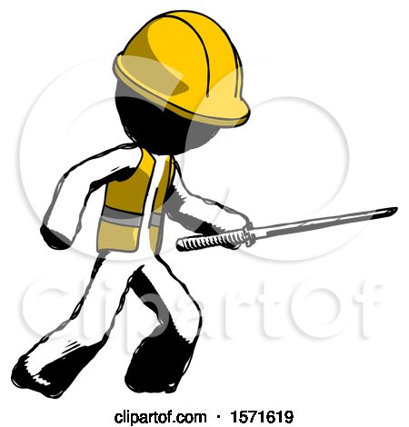 Ink Construction Worker Contractor Man Stabbing with Ninja Sword Katana by Leo Blanchette