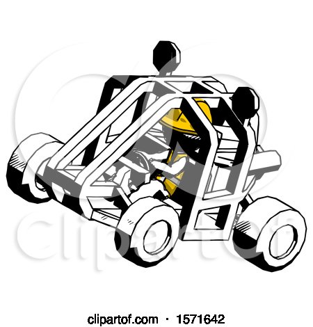 Ink Construction Worker Contractor Man Riding Sports Buggy Side Top Angle View by Leo Blanchette