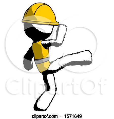 Ink Construction Worker Contractor Man Kick Pose by Leo Blanchette