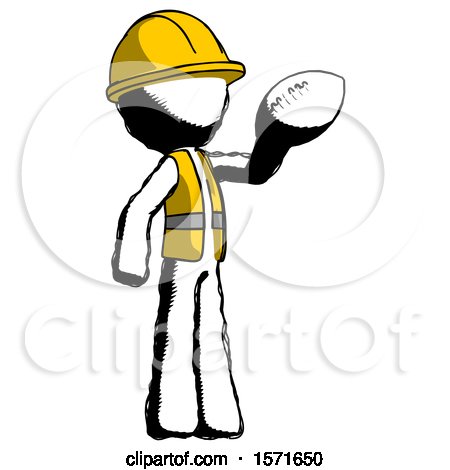 Ink Construction Worker Contractor Man Holding Football up by Leo Blanchette