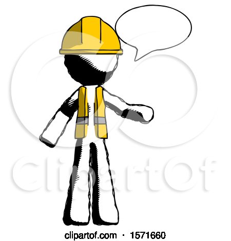 Ink Construction Worker Contractor Man with Word Bubble Talking Chat Icon by Leo Blanchette