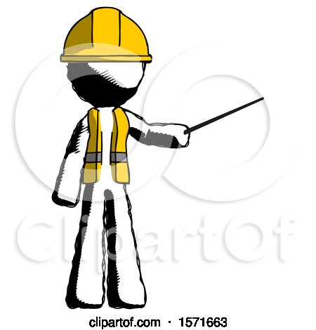 Ink Construction Worker Contractor Man Teacher or Conductor with Stick or Baton Directing by Leo Blanchette