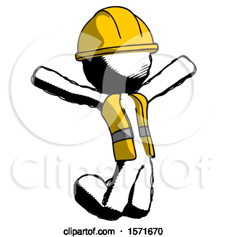 Ink Construction Worker Contractor Man Jumping or Kneeling with Gladness by Leo Blanchette