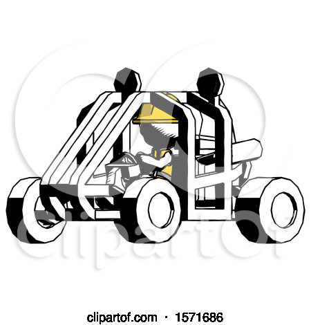 Ink Construction Worker Contractor Man Riding Sports Buggy Side Angle View by Leo Blanchette
