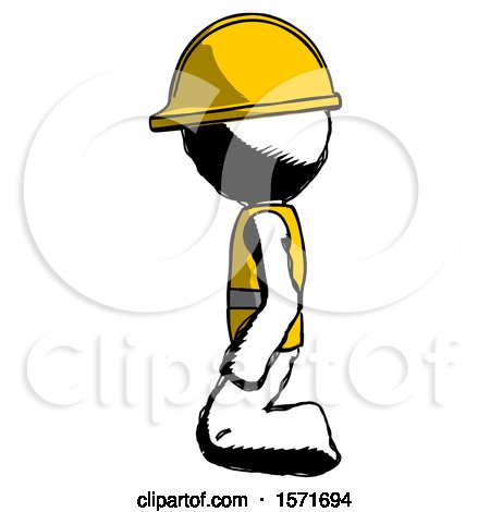 Ink Construction Worker Contractor Man Kneeling Left by Leo Blanchette