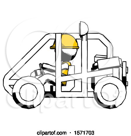 Ink Construction Worker Contractor Man Riding Sports Buggy Side View by Leo Blanchette