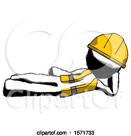 Ink Construction Worker Contractor Man Reclined on Side by Leo Blanchette