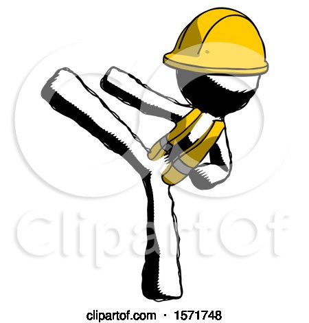 Ink Construction Worker Contractor Man Ninja Kick Left by Leo Blanchette
