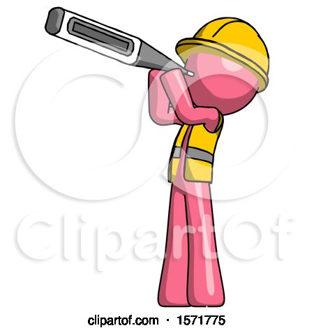 Pink Construction Worker Contractor Man Thermometer in Mouth by Leo Blanchette