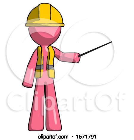 Pink Construction Worker Contractor Man Teacher or Conductor with Stick or Baton Directing by Leo Blanchette