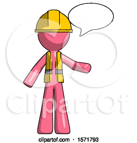Pink Construction Worker Contractor Man with Word Bubble Talking Chat Icon by Leo Blanchette