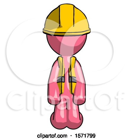 Pink Construction Worker Contractor Man Kneeling Front Pose by Leo Blanchette